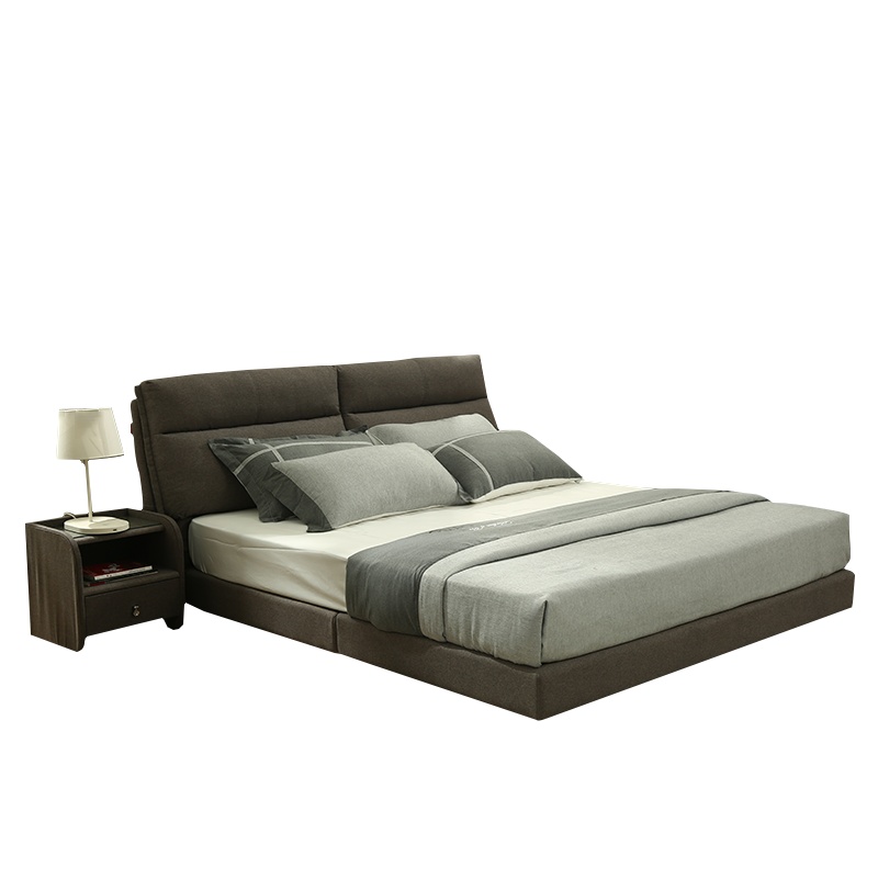 掌上明珠家居全棉麻布艺床1.5/1.8m布艺软床百搭卧室整装双人大床