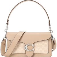 COACH/蔻驰TABBY 26号 经典标志涂层帆布单肩包91215 26*15*7.5CM 牛皮革\PVC