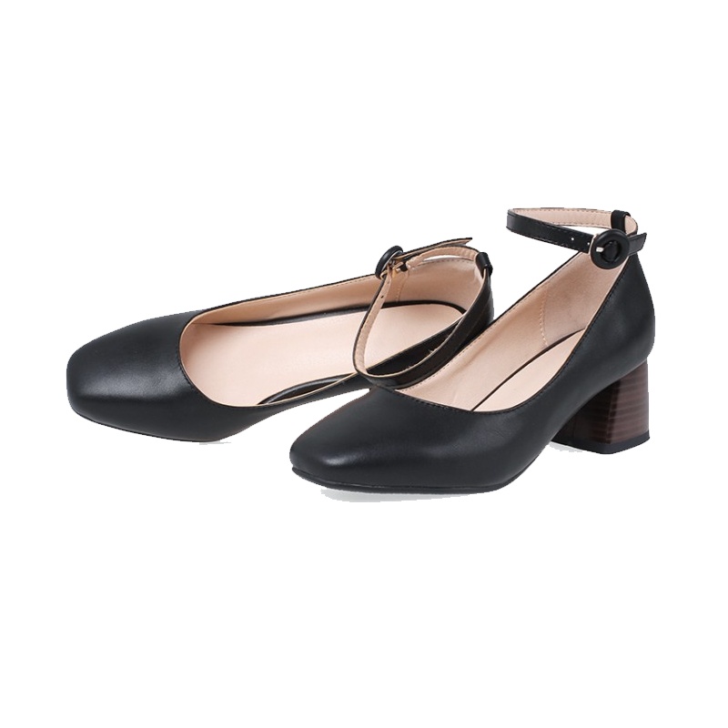 Tiauny 大码女粗跟单鞋41-43复古洛丽塔鞋中跟女鞋潮一字扣玛丽珍鞋31-33y2