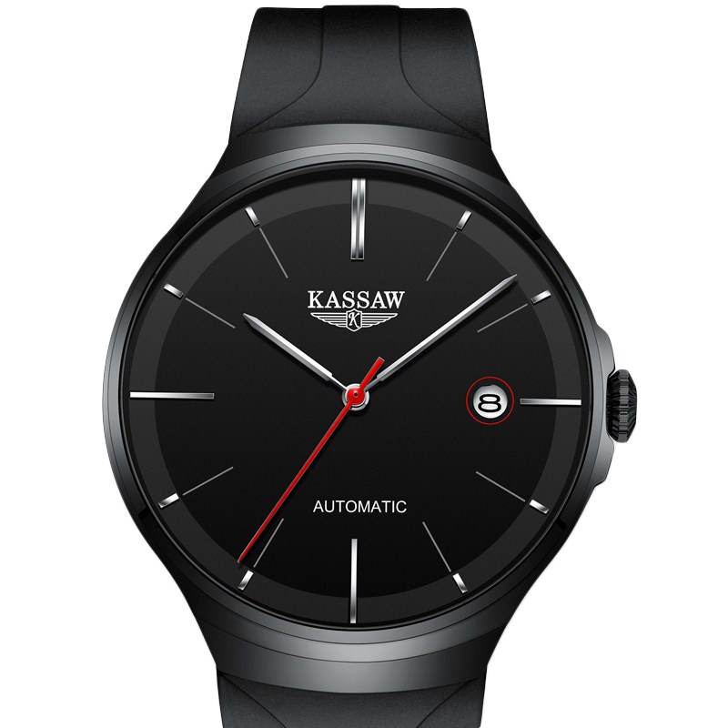 卡梭(KASSAW)手表男超薄橡胶带自动机械表时尚商务潮流男表防水男士手表K808G