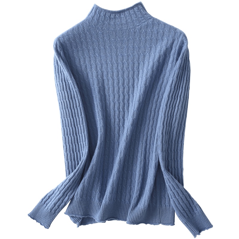 金菊2019秋冬新款半高圆领羊毛衫女士修身显瘦针织打底衫内搭保暖