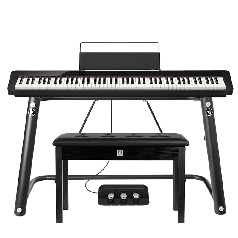 卡西欧（CASIO）电钢琴 EP-S120通用便携式88键重锤时尚考级数码钢琴套机（黑色单机+时尚架+三踏板）