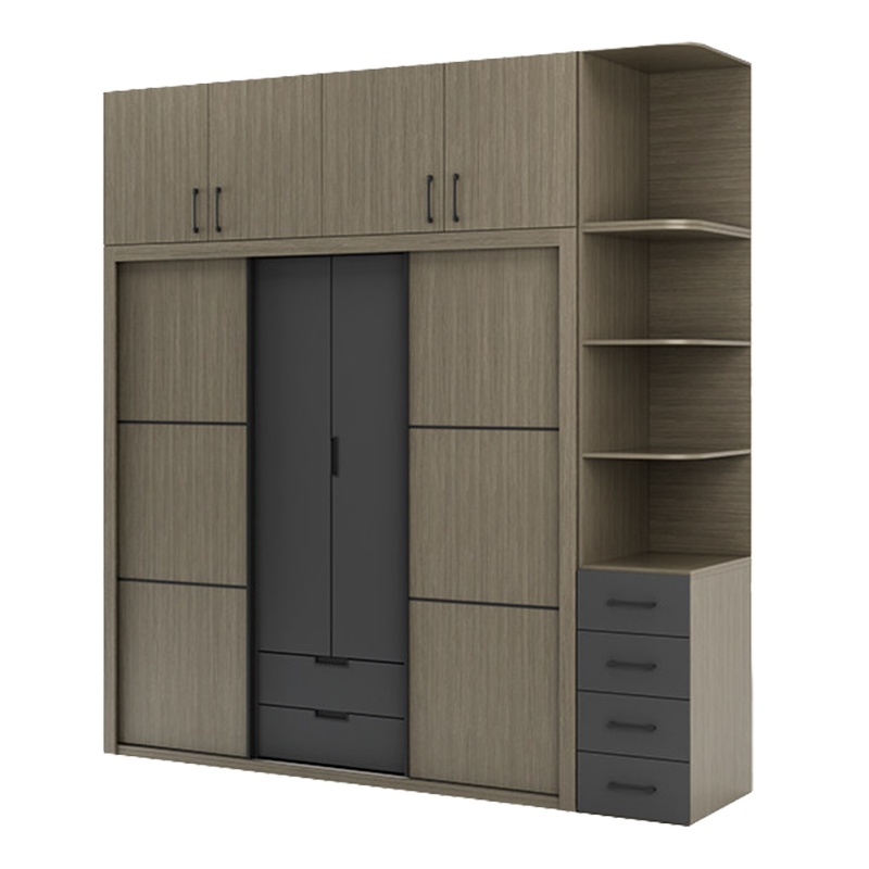 鑫金虎 北欧推拉门衣柜现代简约四门组装家用卧室经济型移门滑门组合衣橱1.8米