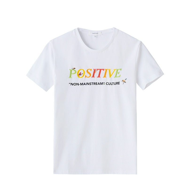 商场同款马克华菲夏季新款男式T恤简约字母昆虫印花短袖上衣