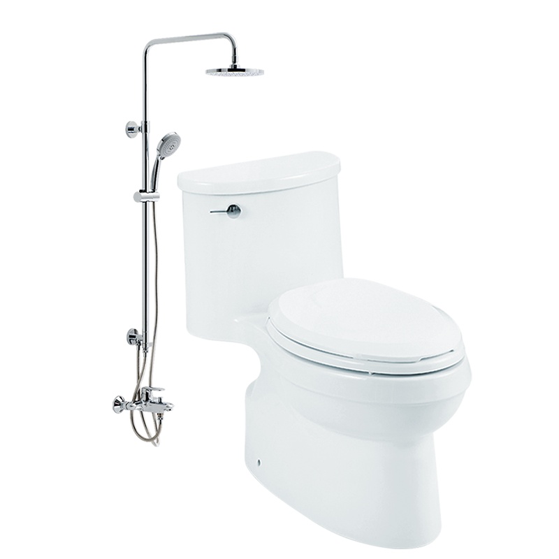 科勒马桶座坐便器卫浴家用连体马桶五级旋风28866配科勒花洒淋浴套装三出水21088配浴室柜K-20020T