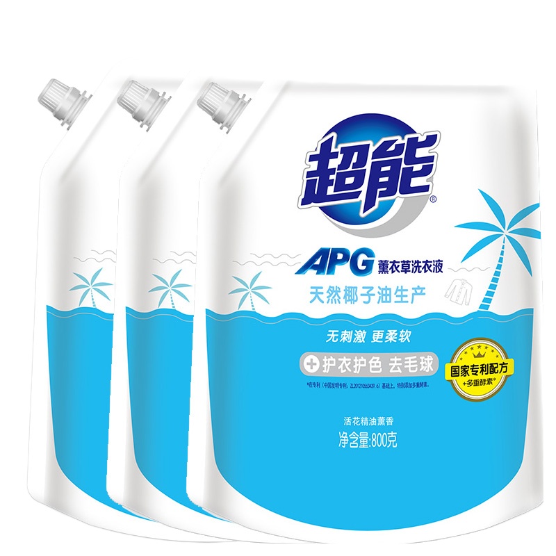 超能APG薰衣草洗衣液800g*3袋装