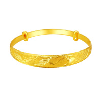 金一足金999拉丝工艺龙凤婚庆女士黄金手镯(计价) AAE018