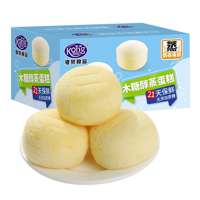 港荣 木糖醇蒸蛋糕700g 苏宁自营零食无蔗糖食品老人零食早餐小面包健康营养糕点整箱