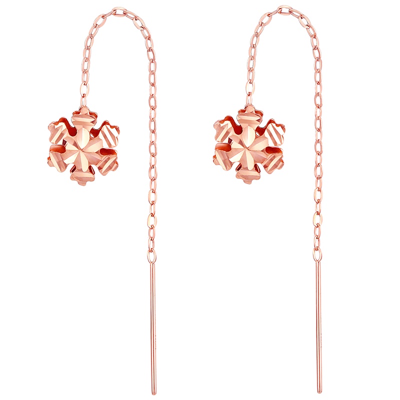 佰色传情18K金耳线女耳钉彩金玫瑰金au750黄金耳饰耳坠 BKE121