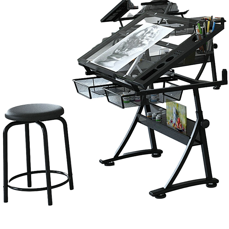 逐鹿中原铁艺吧台椅高脚圆凳圆形椅家用圆凳HFHC778绘画凳子