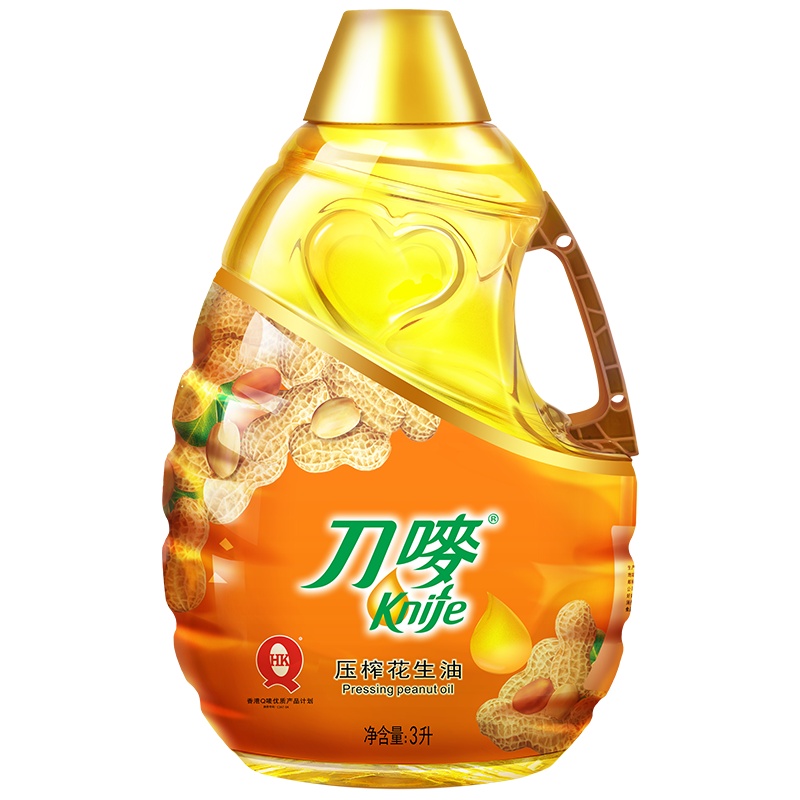 刀唛花生油3L物理压榨一级浓香桶装家用刀唛健康植物食用油