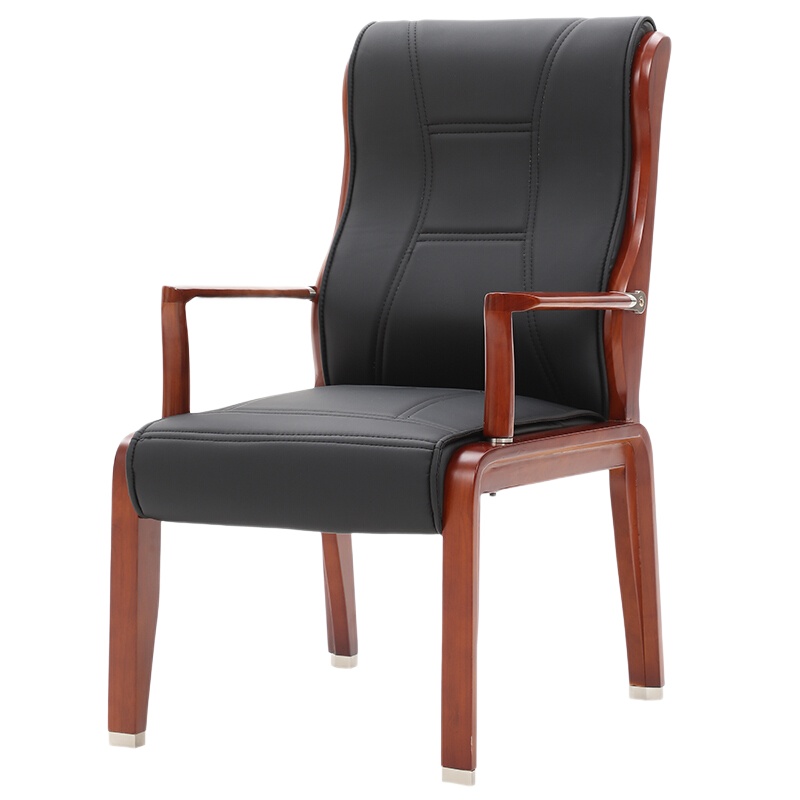 卓澳(ZHUOAO)实木电脑会议职员培训办公椅家用皮质人体工学椅KJX-C6031