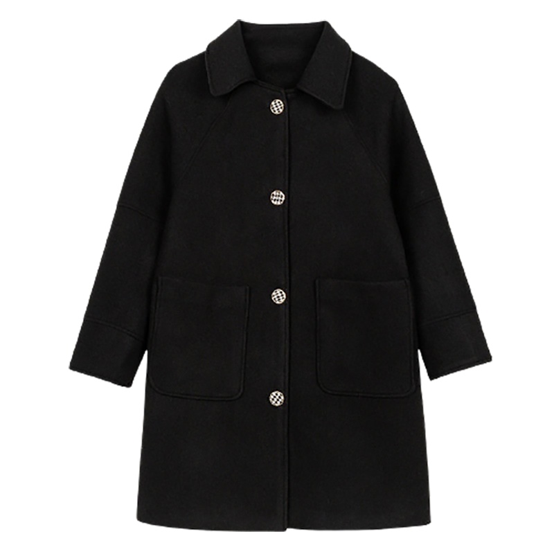 拉夏贝尔2021年秋冬季新款韩版宽松毛呢外套女中长款赫本风小个子呢子大衣女女