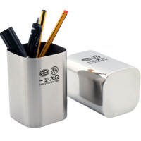 不锈钢简约方圆角办公笔筒
