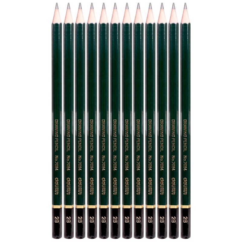 得力(deli)7084-2B绘图素描铅笔 12支/盒美术写生绘画铅笔六角学生铅笔 考试专用填涂答题卡铅笔