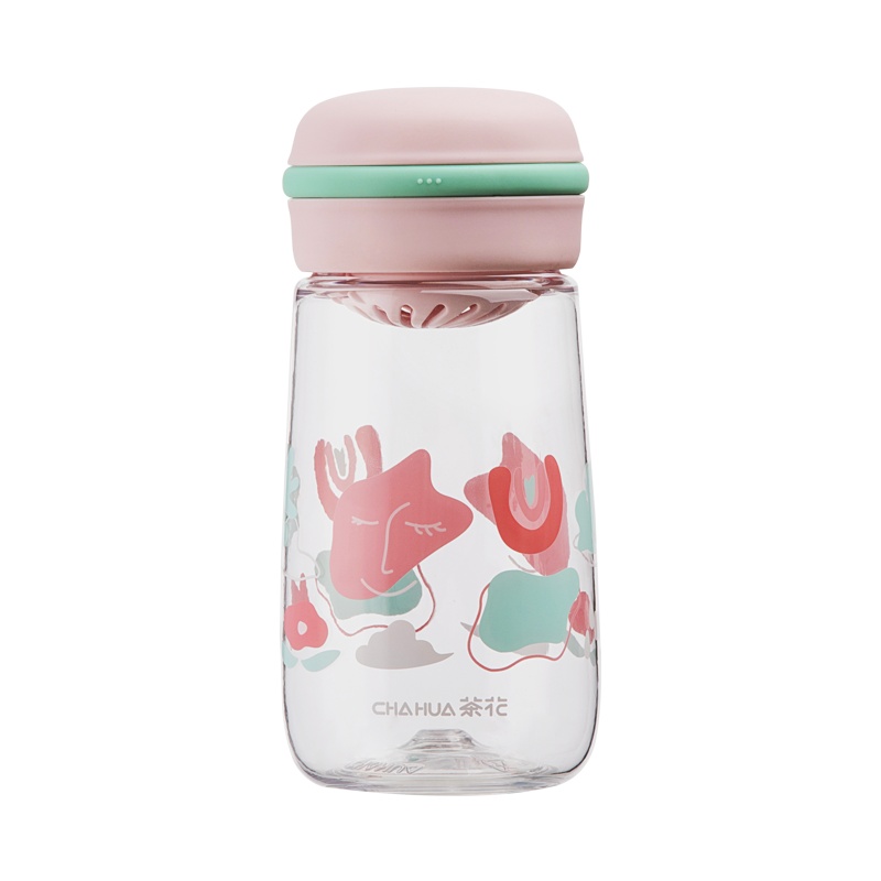 茶花杯子清新森系便携塑料运动防摔tritan儿童小水杯女可爱学生宝宝幼儿园上学水壶