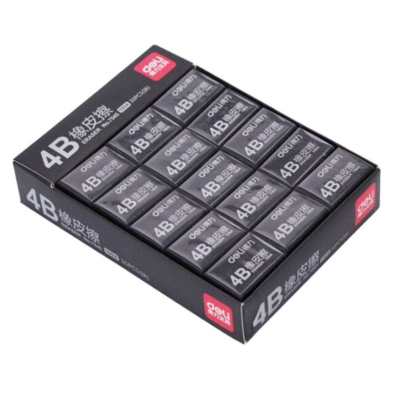 得力(deli)30块4B黑色橡皮擦 7545