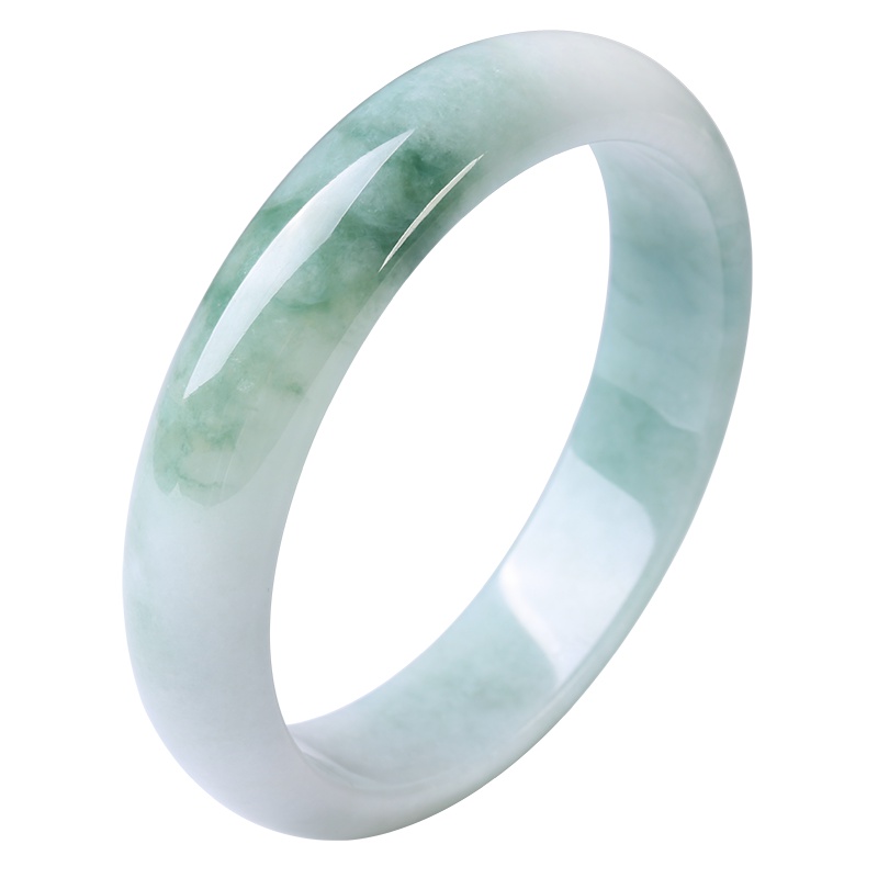 印象眸 翡翠A货玉手镯 女款飘花翡翠玉镯多口径可 附送证书