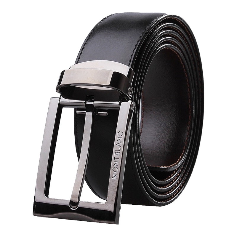 万宝龙(Mont Blanc) 男士当代系列牛皮抛光镀钌皮带/腰带 105080