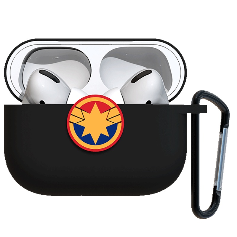 ESCASE airpods pro保护套苹果3代无线蓝牙耳机壳硅胶个性潮牌收纳盒男女款卡通动漫可爱漫威正版惊奇队长黑色
