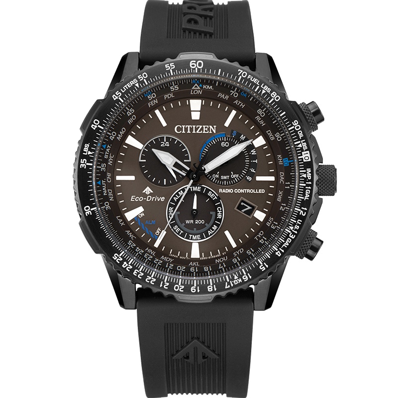 西铁城(CITIZEN)手表光动能PU橡胶表带大表盘深层防水运动男表CB5005-13X