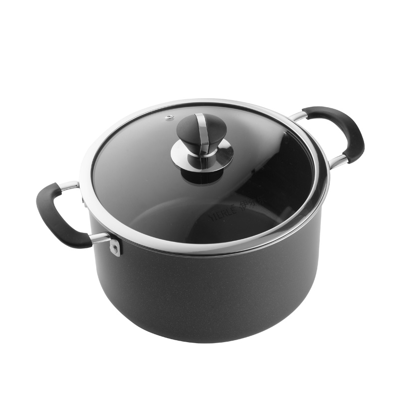 伊尔乐冰彩黑色不粘无油烟汤锅20CM(一箱十二台)