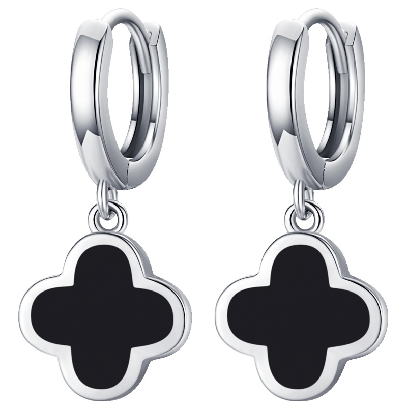 佰色传情气质耳环新款潮高级感网红耳坠纯银四叶草耳扣耳饰