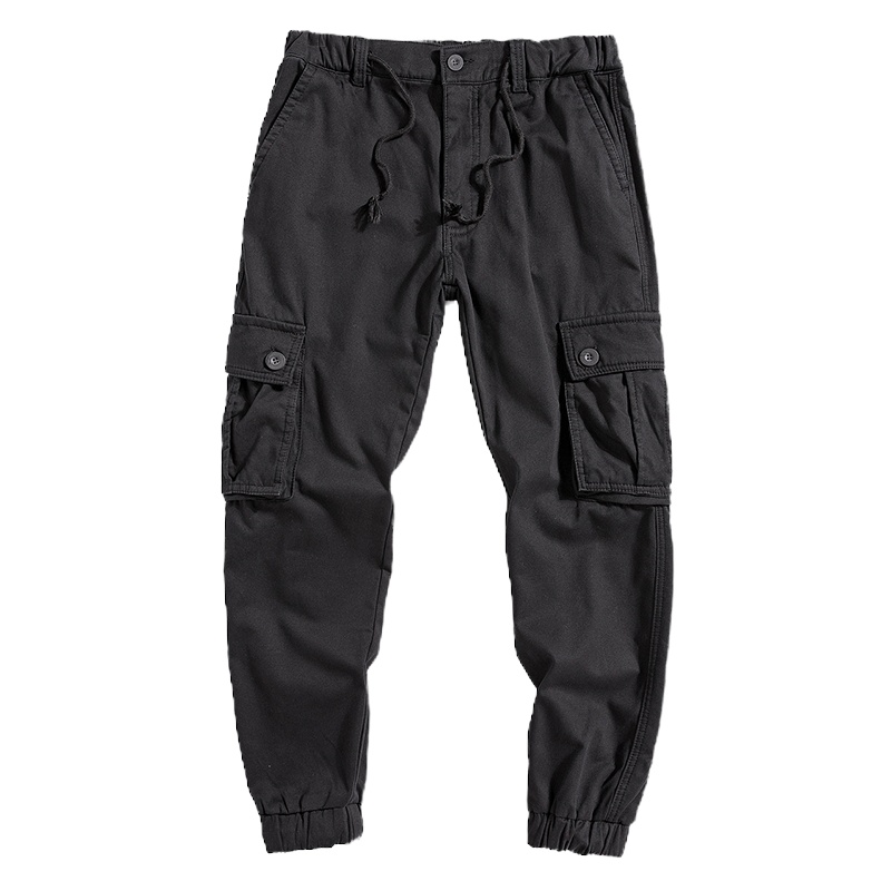 LEEVIRHINO2021年秋季新款中青年男士休闲裤全棉束脚哈伦裤男裤多口袋时尚迷彩工装裤男士运动裤休闲裤男装潮流长裤