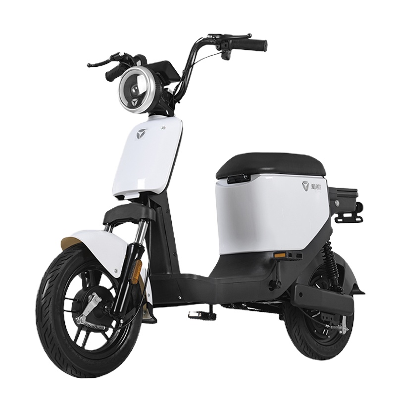 雅迪新款小巧电动车欧逸48V20ah可提锂电LED天使眼大灯电动自行车男女通用款 殴逸新塔夫绸白