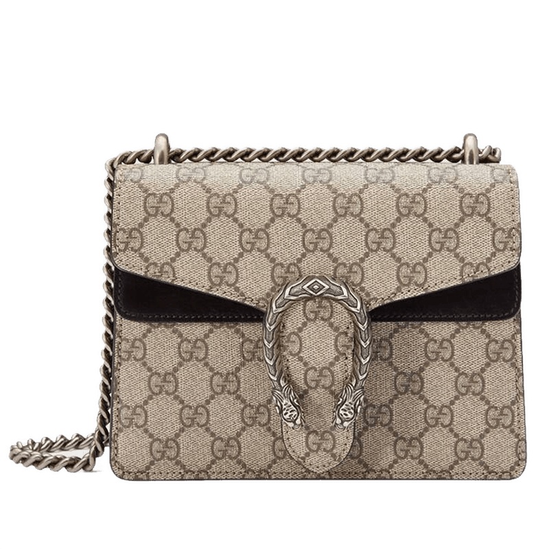 GUCCI 古驰 gucci女包DIONYSUS系列奢侈品乌木色棕色人造帆布链条斜挎单肩包酒神包