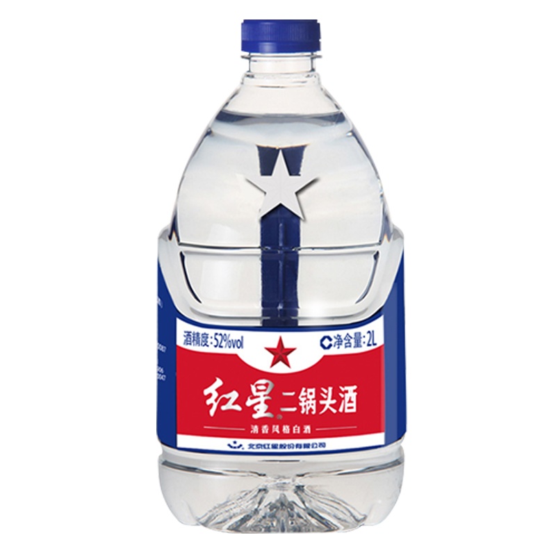 红星 白酒 二锅头 52度 2L*6桶 整箱装 清香型白酒 桶装酒(新老包装随机发货)