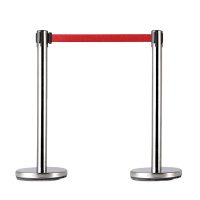 文苏 一米栏logo可定制 不锈钢隔离带栏杆座 安全护栏1米线 排队柱警戒围栏伸缩带栏杆