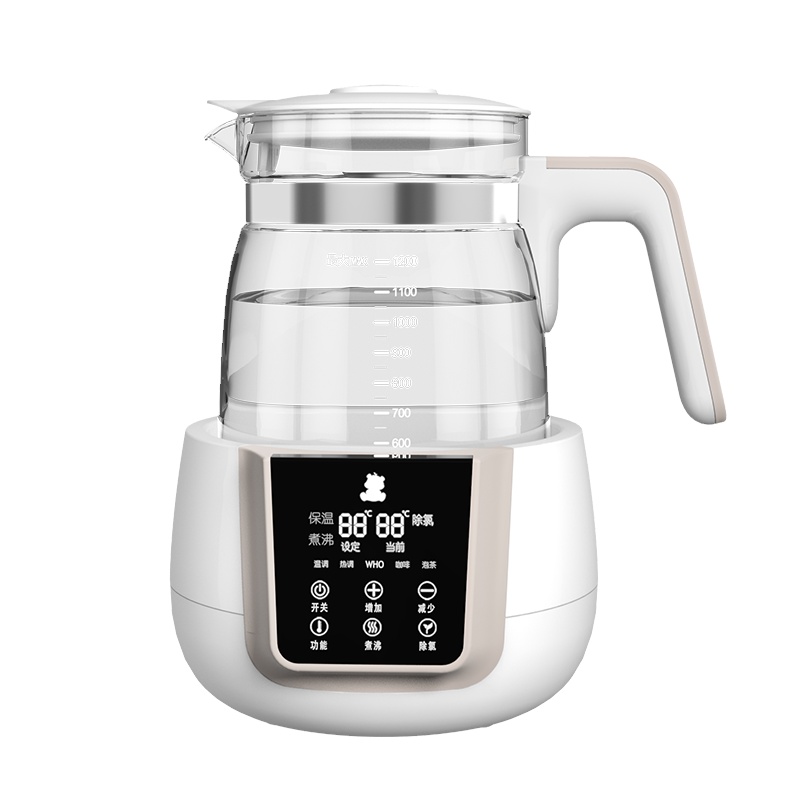 小白熊恒温调奶器多功能恒温水壶智能家用玻璃养生壶温奶器1.2LHL-0857