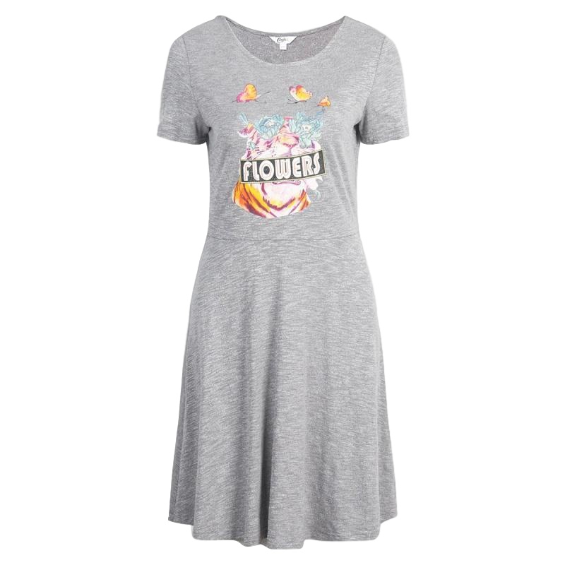 拉夏贝尔旗下candies春夏学院风圆领短袖印花女连衣裙