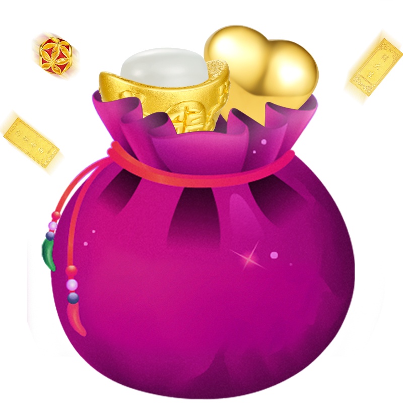 周大生预售惊喜福袋黄金转运珠k金耳钉项链钻石吊坠随机得20g金条