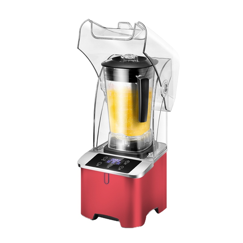 乐创 (lecon)沙冰机商用消音奶茶店带罩隔音碎冰机搅拌机榨果汁机料理机 红色款 LC-K15E