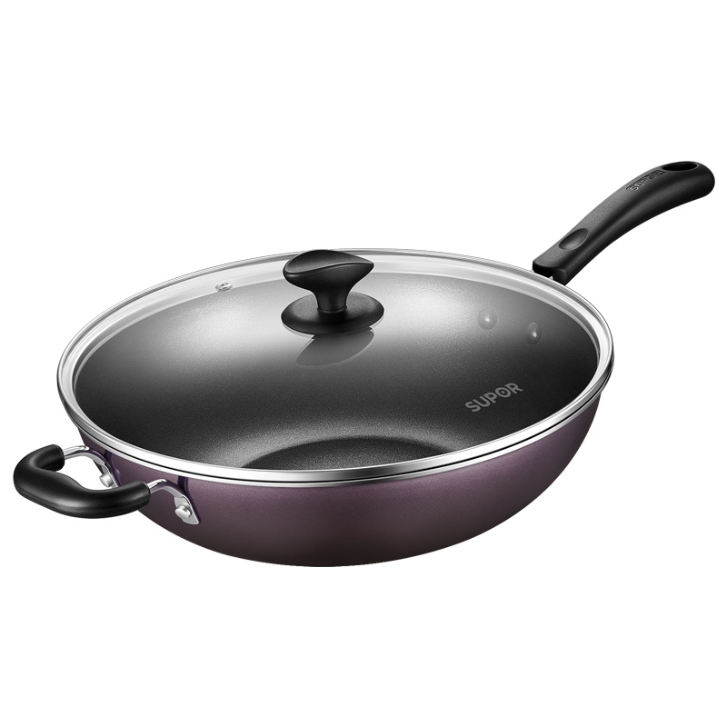 苏泊尔不粘锅家用平底炒锅32cm电磁炉燃气灶煤气灶通用锅具不粘炒菜锅EC32SP05/EC32SP04随机发