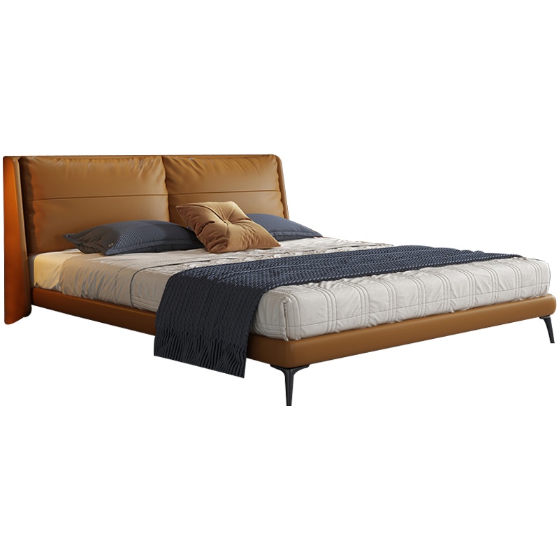 三圣 皮床现代简约轻奢风格北欧主卧意式床实木床极简1.8米婚床