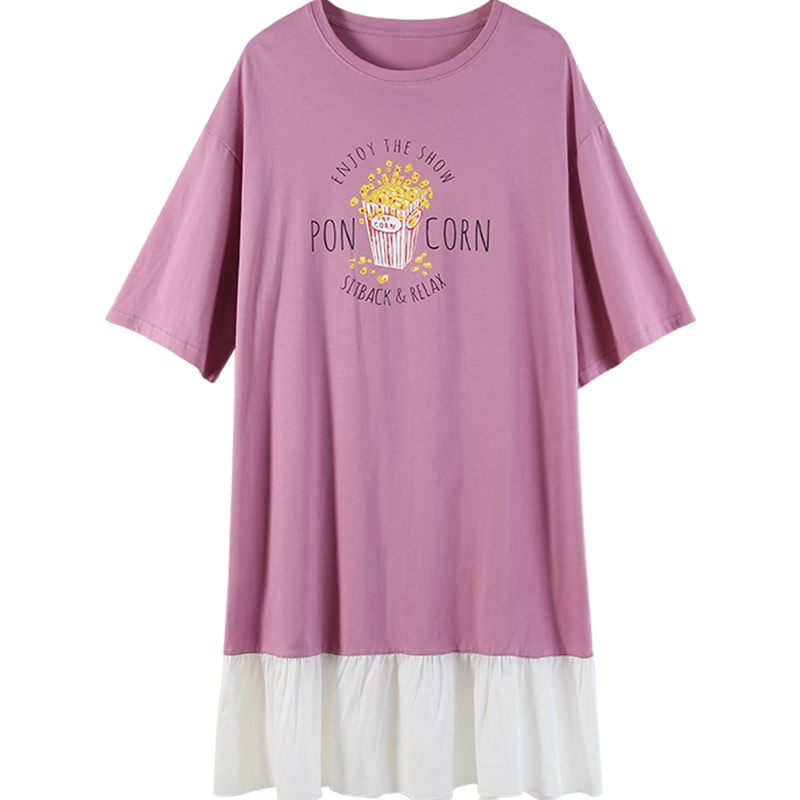 猫人夏季睡裙女睡衣短袖薄款连衣裙印花可爱公主风全棉家居裙