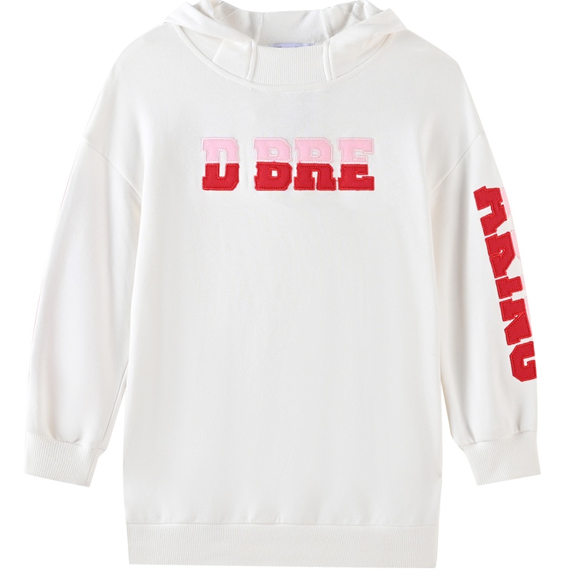 [8折价:39.2元]铅笔俱乐部童装女童连衣裙纯棉运动风春装新款儿童长袖卫衣连帽裙