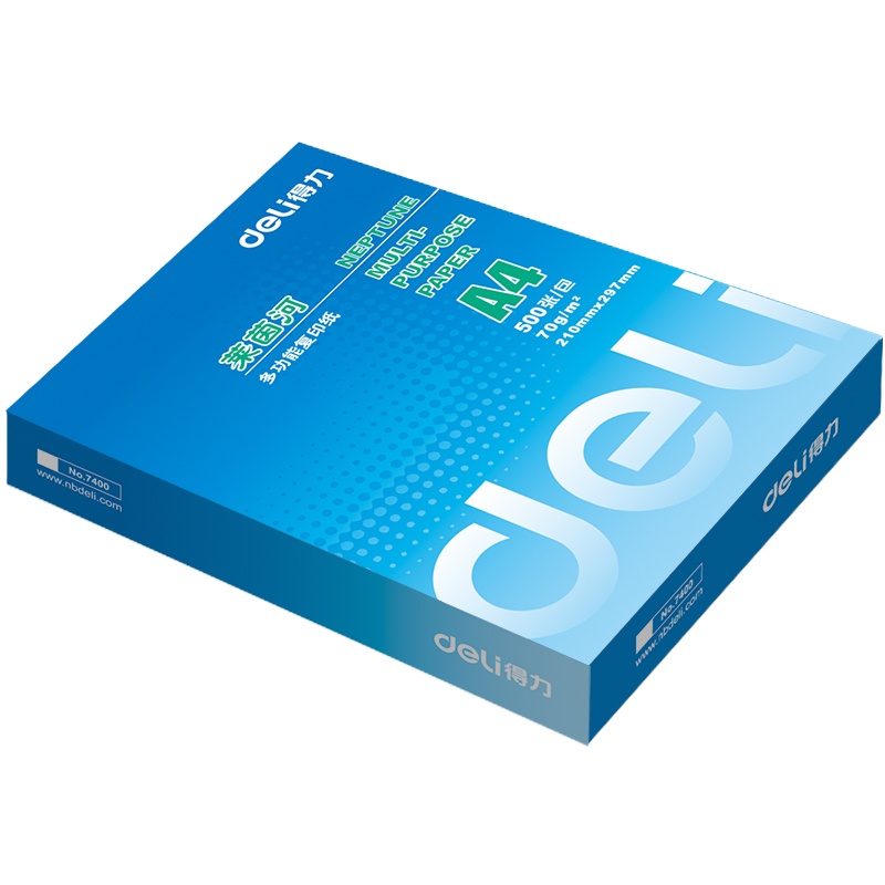 得力(deli) 7419莱茵河A4打印纸复印纸 80克 500张/包 五包装