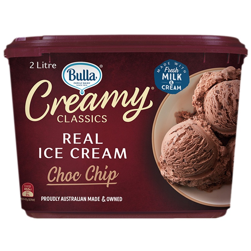布拉(Bulla)鲜奶冰淇淋 巧克力脆片口味 桶装2L 大桶装网红冰激凌 雪糕 冷饮 冰棒 网红冷饮 澳洲原装进口