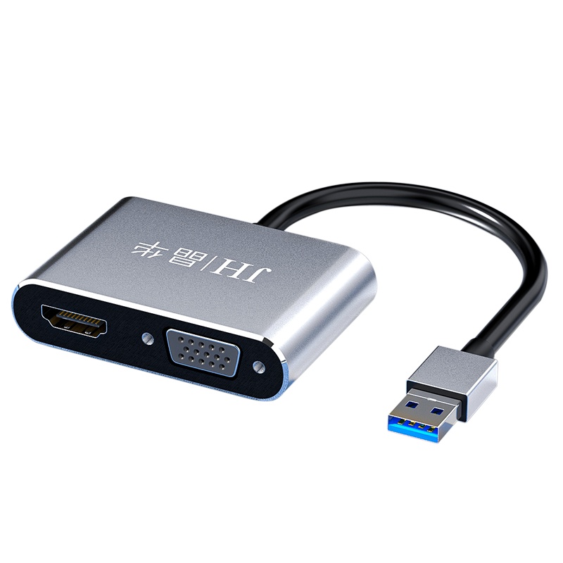 晶华 USB3.0转HDMI+VGA转换器转接扩展坞 笔记本外置显卡电脑连接电视高清同屏线同屏视频扩展坞 合金Z316