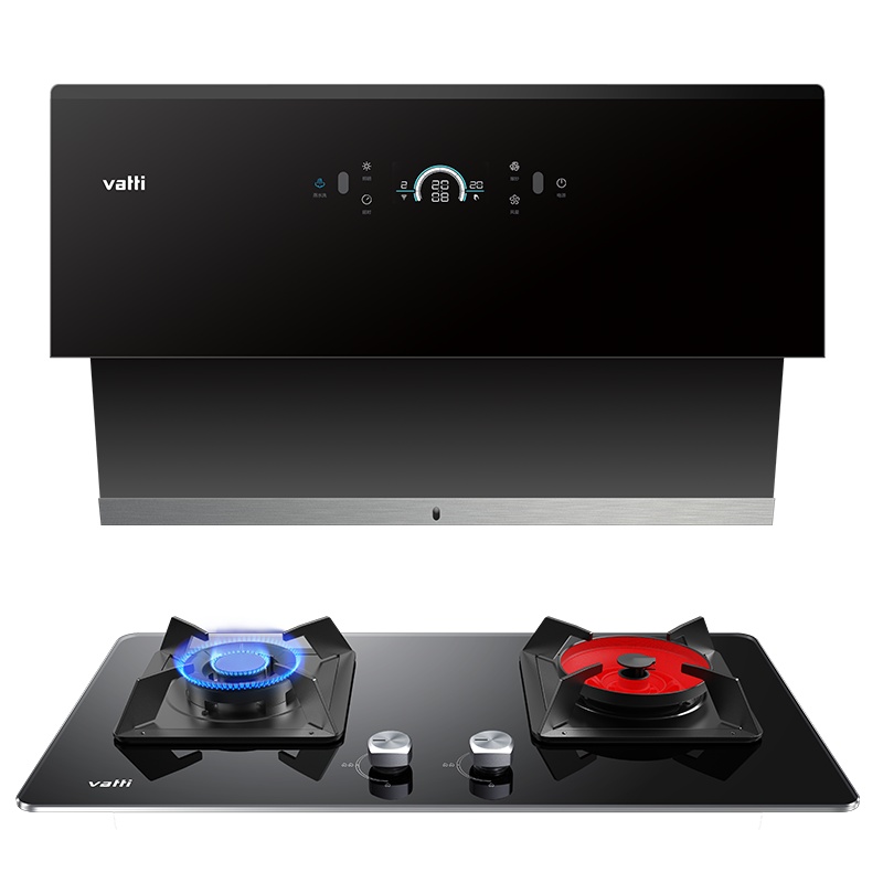 华帝(vatti)22立方挥手顶侧双吸油烟机灶具套餐i11116+01B天然气蒸水洗480Pa强劲排烟1000℃鸳鸯灶