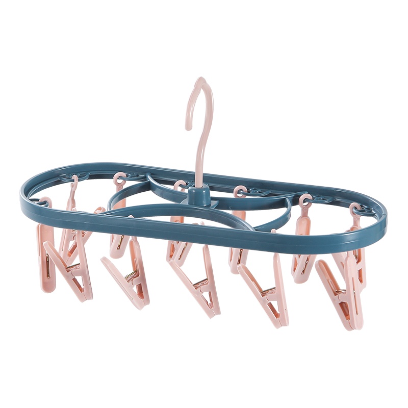 欧润哲 袜架 可旋转防风晾衣架多功能晒裤架晾晒架晒衣架宝宝袜子衣服毛巾架 双色12夹椭圆款