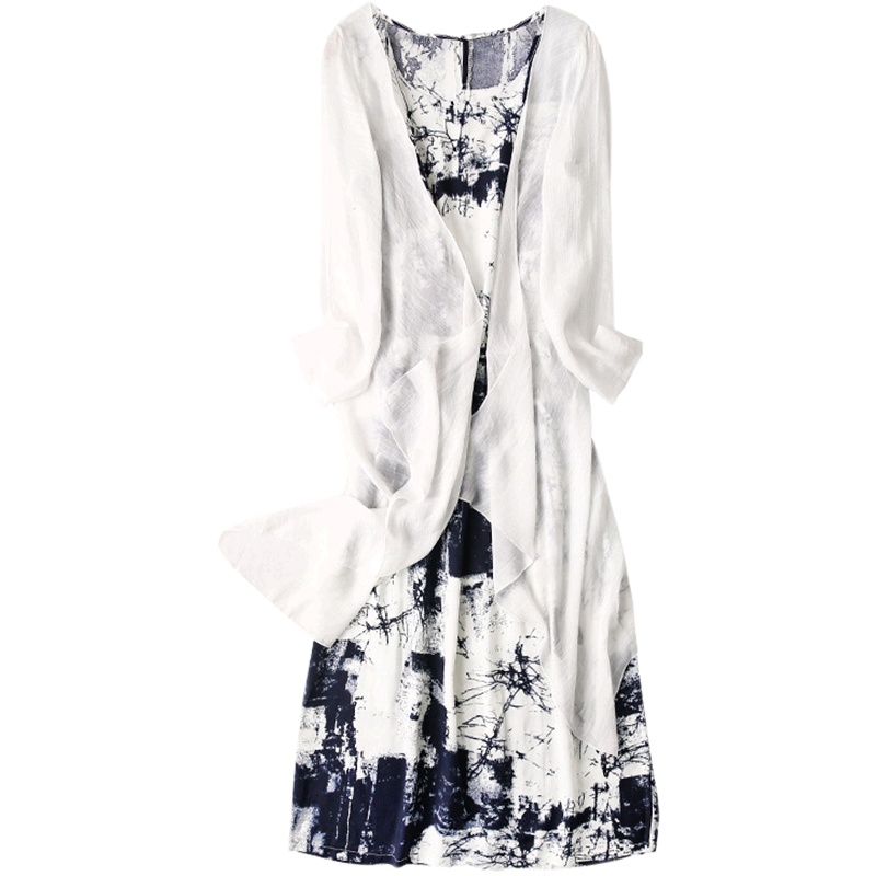 班俏BANQIAO雪纺连衣裙女2021秋季新款韩版宽松ins长袖薄款飘逸收腰舒适裙子