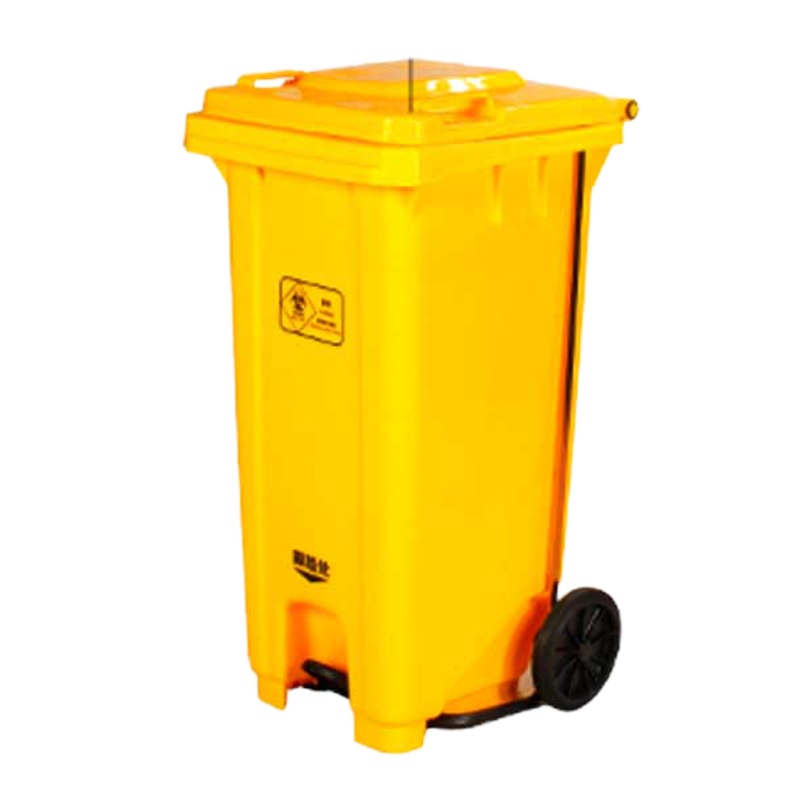 ODPC黄色垃圾桶120L大号带盖医院诊所废物脚踏医疗垃圾箱户外环卫