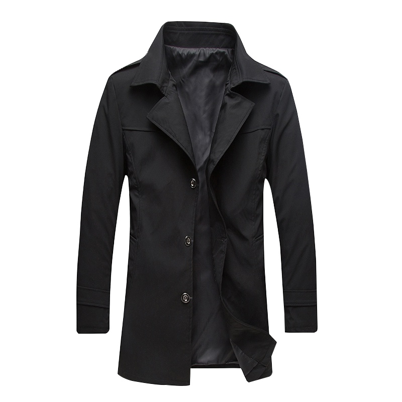JOW乔沃男式修身长款风衣