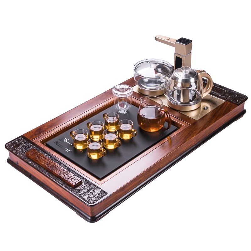 金杞(JINQI) 整套茶具全自动上水电热水壶耐热消毒烧水煮茶自动续水黑檀木刺猬紫檀乌金石茶盘202A款套装
