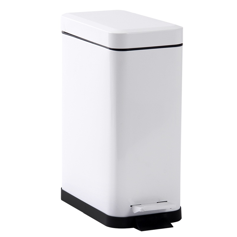 欧润哲 垃圾桶 白色圆形5升长方形10升静音款 脚踏垃圾桶家用卫生间收纳桶